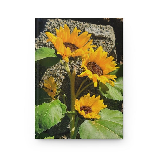 Sunflower Hardcover Journal — Bright Sunburst Floral Notebook for Notes & Gratitude